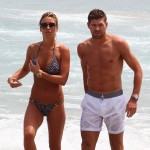Steven Gerrard and Alex at the beach in Ibiza