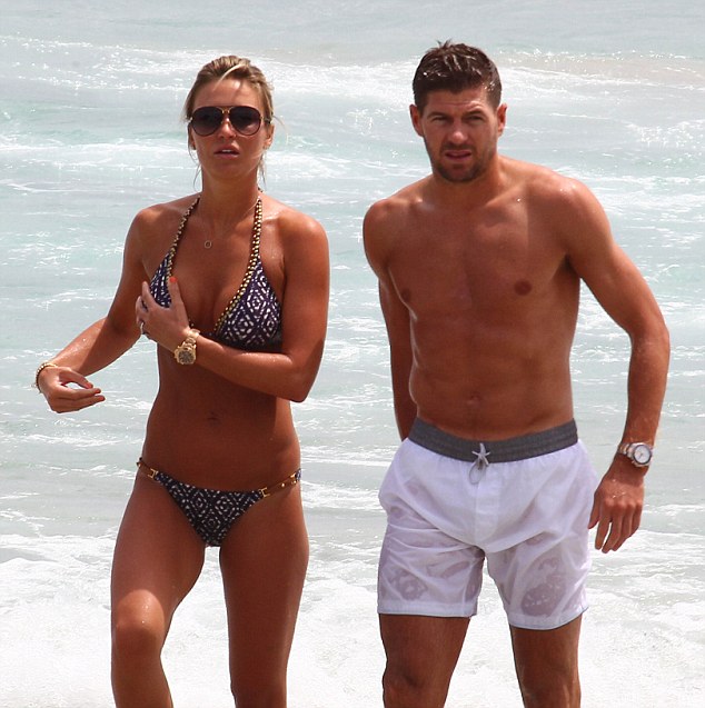 Steven Gerrard and Alex at the beach in Ibiza